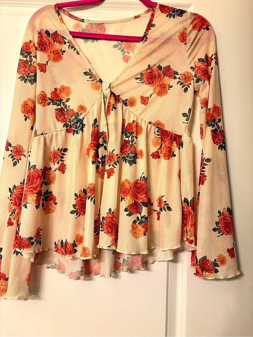 Floral Tunic in Tan & Orange Like New